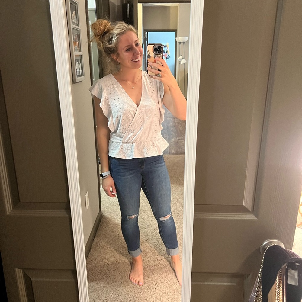 BCBG White Eyelet Lace Top